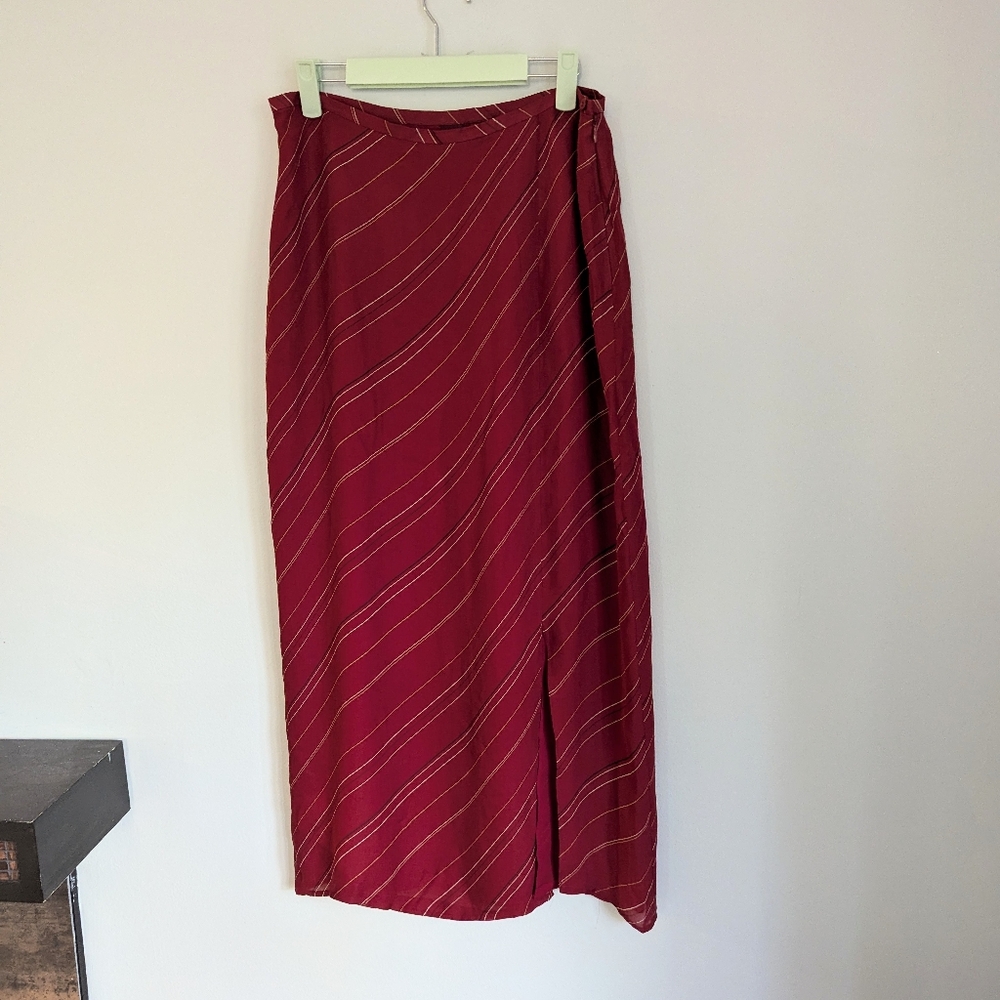Merona Red Maxi Skirt with Gold Stripes